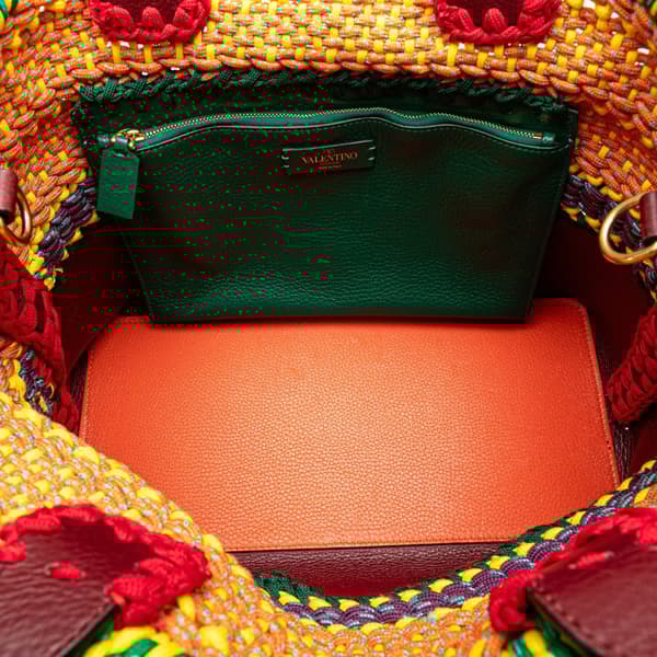 Pre-owned Valentino Crochet and Calfskin Satchel Yellow