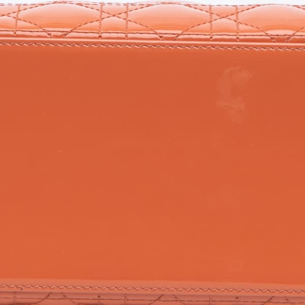 Pre-owned Dior Medium Patent Cannage Lady Dior Orange