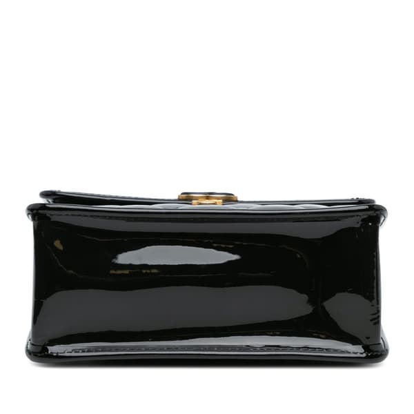 Pre-owned Chanel Mini Quilted Patent Graphic Catch Flap Black