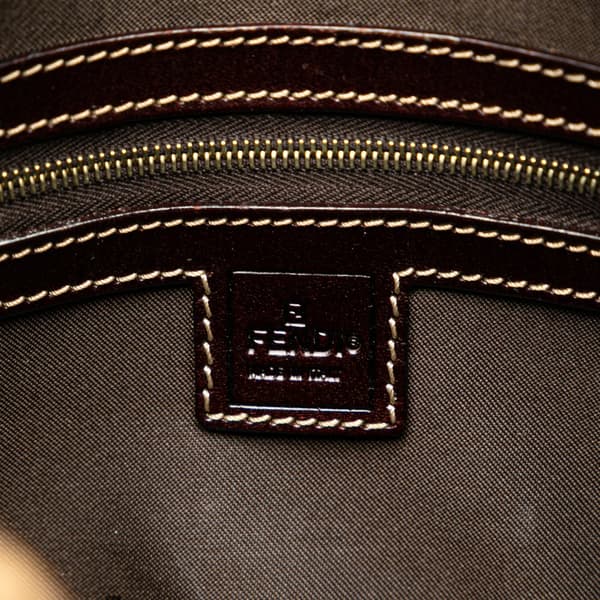 Pre-owned Fendi Zucchino Crystal Handbag Brown