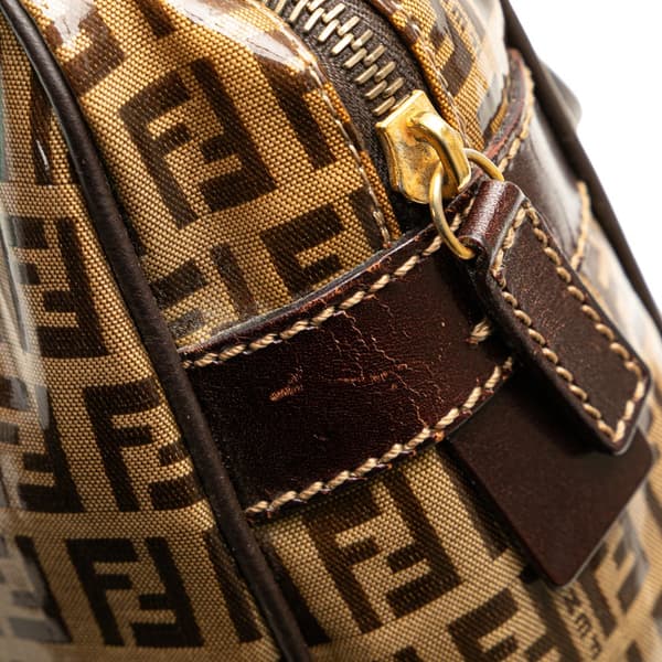 Pre-owned Fendi Zucchino Crystal Handbag Brown