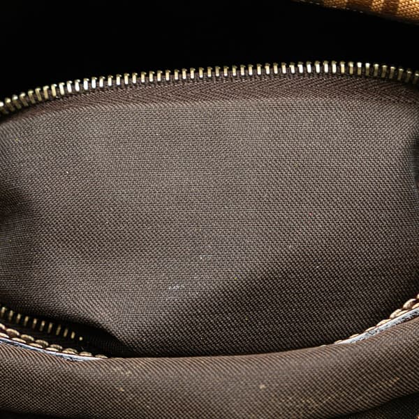 Pre-owned Fendi Zucchino Crystal Handbag Brown