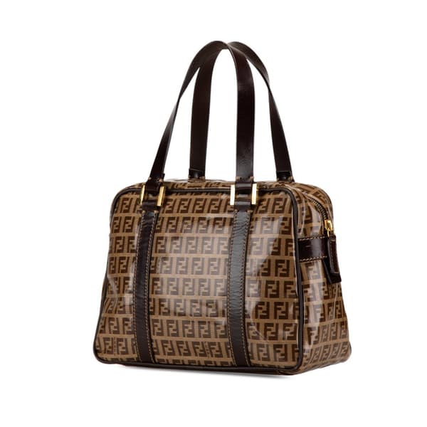 Pre-owned Fendi Zucchino Crystal Handbag Brown