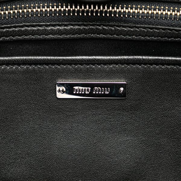 Pre-owned Miu Miu Matelasse Nappa Crystal Satchel Black
