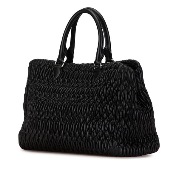 Pre-owned Miu Miu Matelasse Nappa Crystal Satchel Black