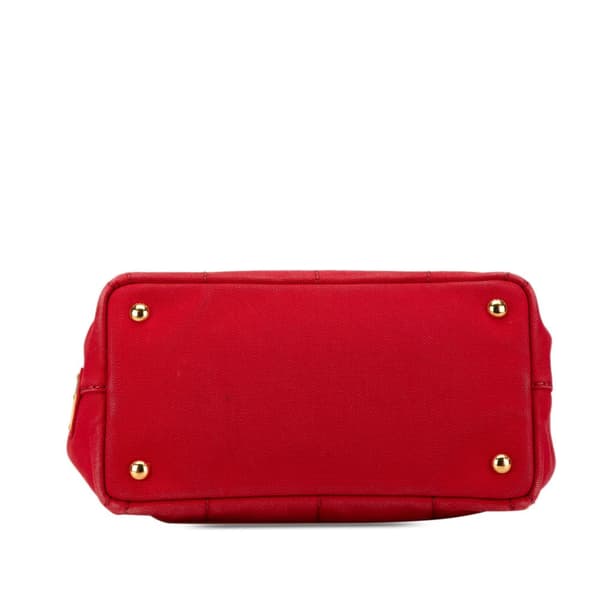 Pre-owned Prada Small Canvas Canapa Logo Satchel Red