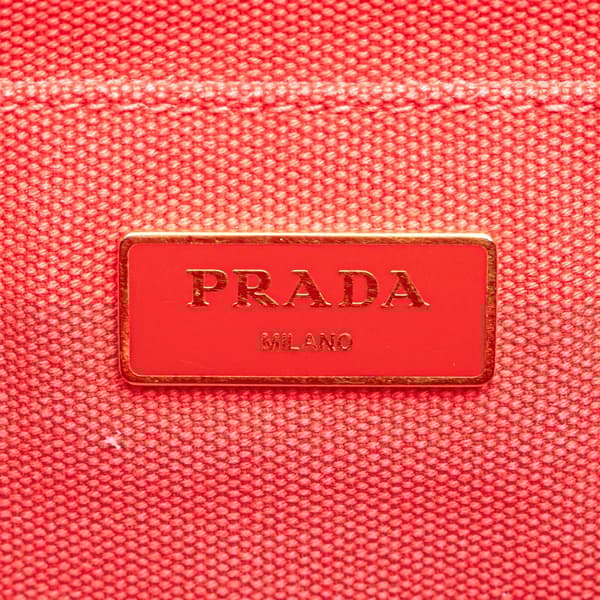 Pre-owned Prada Small Canvas Canapa Logo Satchel Red