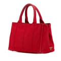 Miniatyrbilde 2 av 8: Pre-owned Prada Small Canvas Canapa Logo Satchel Red