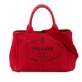Miniatyrbilde 1 av 8: Pre-owned Prada Small Canvas Canapa Logo Satchel Red