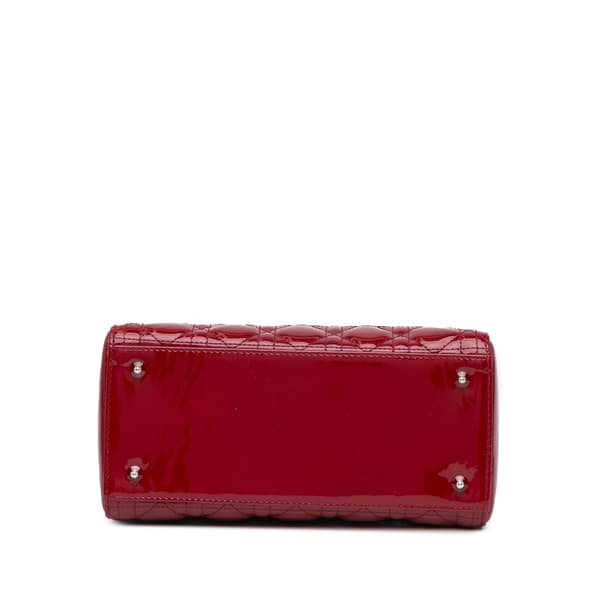 Pre-owned Dior Medium Patent Cannage Lady Dior Red