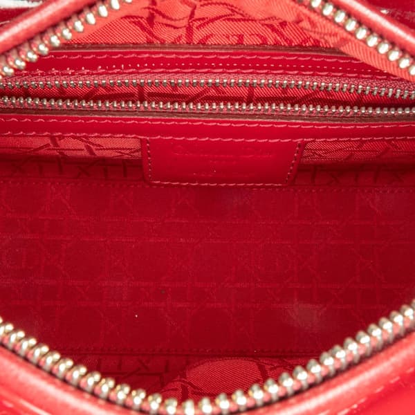 Pre-owned Dior Medium Patent Cannage Lady Dior Red