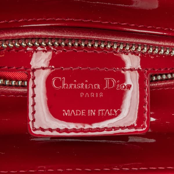Pre-owned Dior Medium Patent Cannage Lady Dior Red