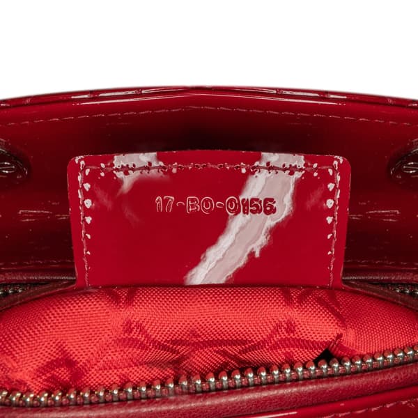 Pre-owned Dior Medium Patent Cannage Lady Dior Red