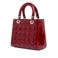 Miniatyrbild 2 av 10: Pre-owned Dior Medium Patent Cannage Lady Dior Red