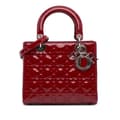 Miniatyrbild 1 av 10: Pre-owned Dior Medium Patent Cannage Lady Dior Red