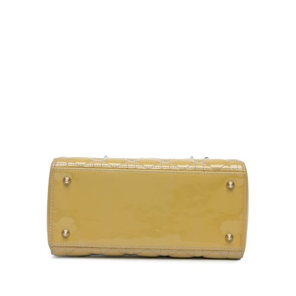 Pre-owned Dior Medium Patent Cannage Lady Dior Brown