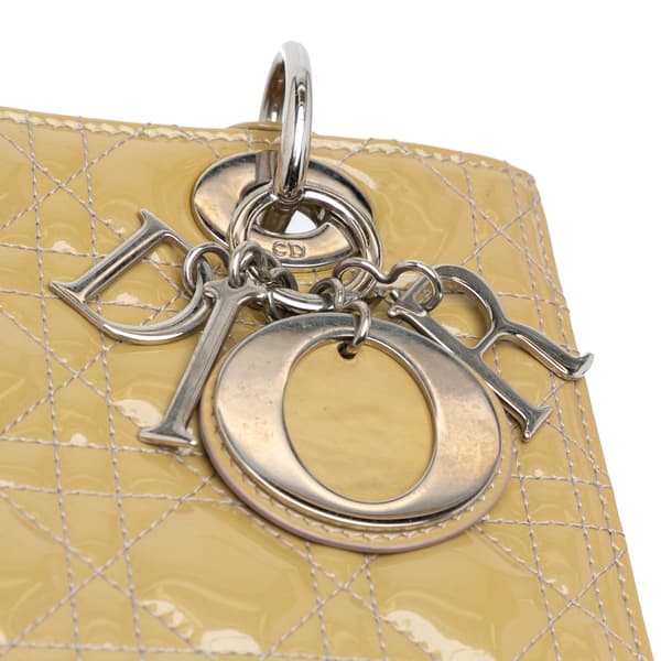 Pre-owned Dior Medium Patent Cannage Lady Dior Brown