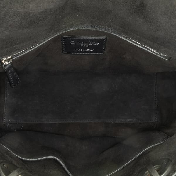 Pre-owned Dior Medium Calfskin Checkered Lady Dior Black