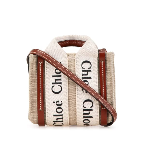 Pre-owned Chloé Mini Canvas Woody Satchel Brown