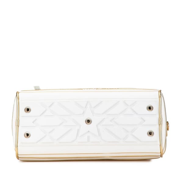 Pre-owned Dior Medium Padded Etoile Leather Vibe Zip Bowling Bag Gold