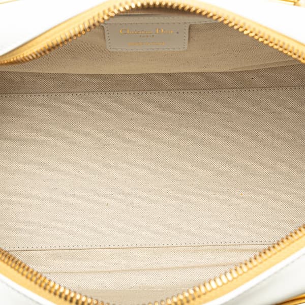 Pre-owned Dior Medium Padded Etoile Leather Vibe Zip Bowling Bag Gold