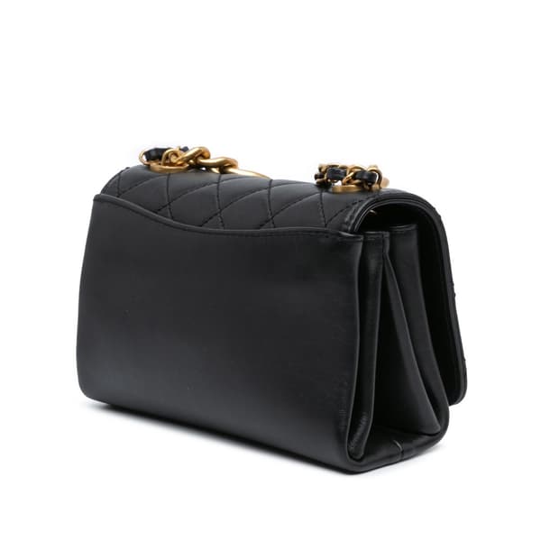 Pre-owned Chanel Quilted Calfskin Pearl Jewel Chain Flap Black