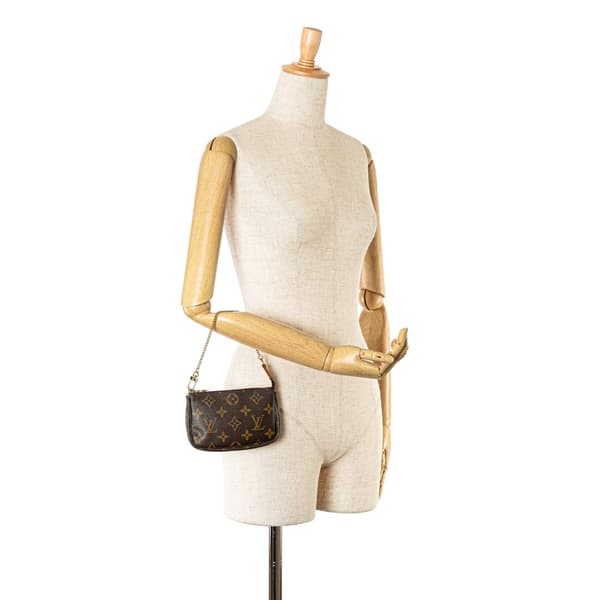 Pre-owned Louis Vuitton Monogram Mini Pochette Accessoires Brown