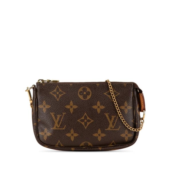 Pre-owned Louis Vuitton Monogram Mini Pochette Accessoires Brown
