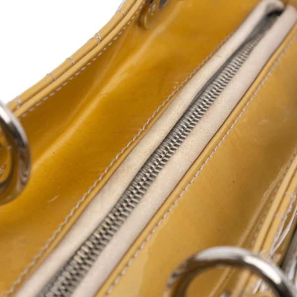 Pre-owned Dior Medium Patent Cannage Lady Dior Brown
