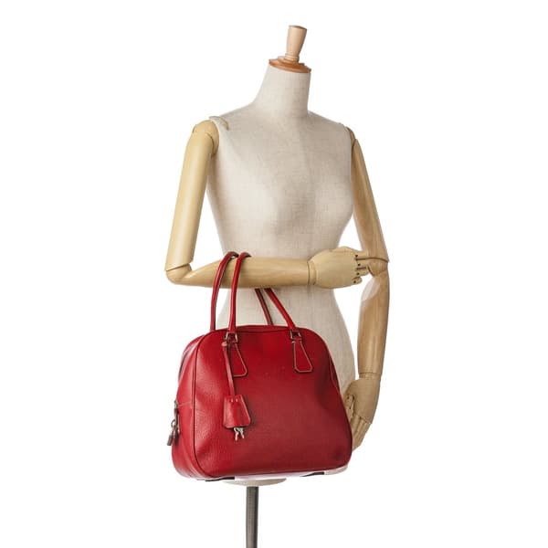 Pre-owned Prada Cinghiale Bauletto Handbag Red