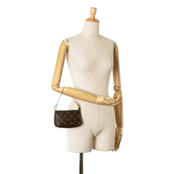Pre-owned Louis Vuitton Monogram Mini Pochette Accessoires Brown