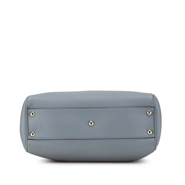 Pre-owned Gucci Small Calfskin Bamboo Shopper Satchel Blue