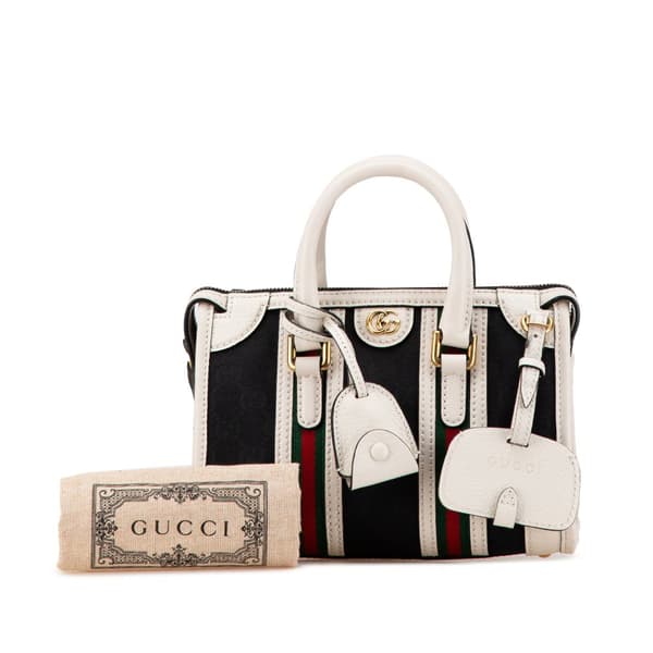 Pre-owned Gucci Mini GG Canvas Bauletto Black