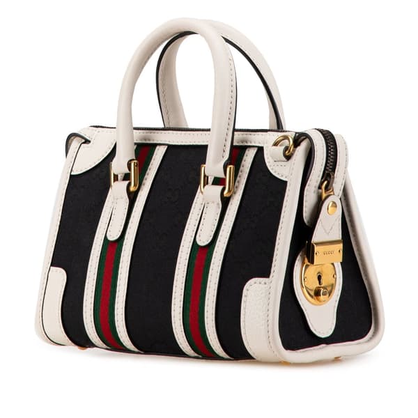 Pre-owned Gucci Mini GG Canvas Bauletto Black