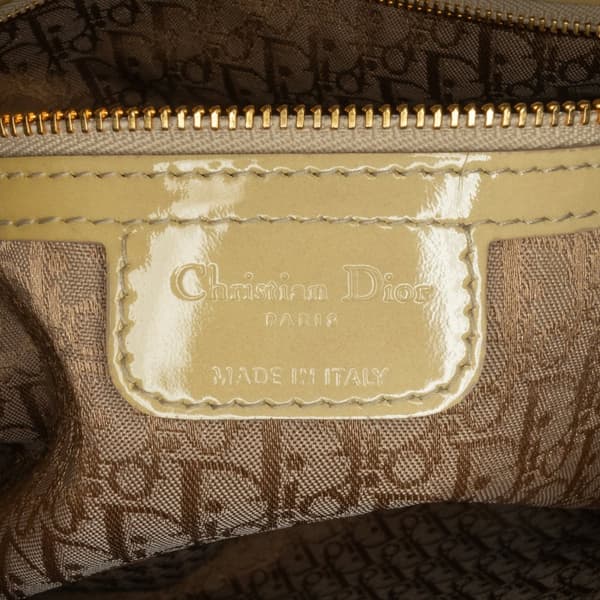 Pre-owned Dior Large Patent Cannage Lady Dior Yellow
