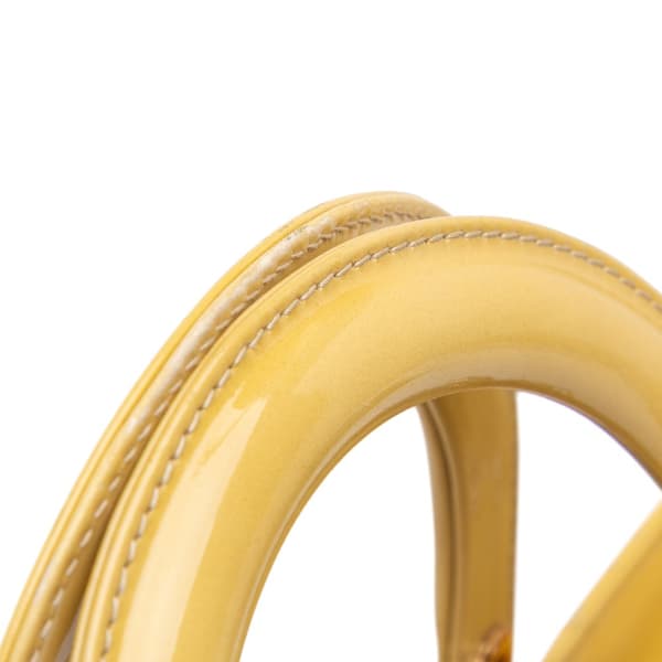 Pre-owned Dior Large Patent Cannage Lady Dior Yellow