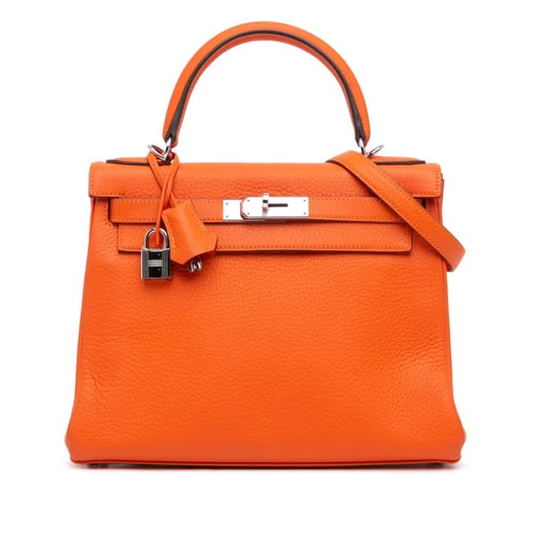 Pre-owned Hermès Togo Kelly II Retourne 28 Orange