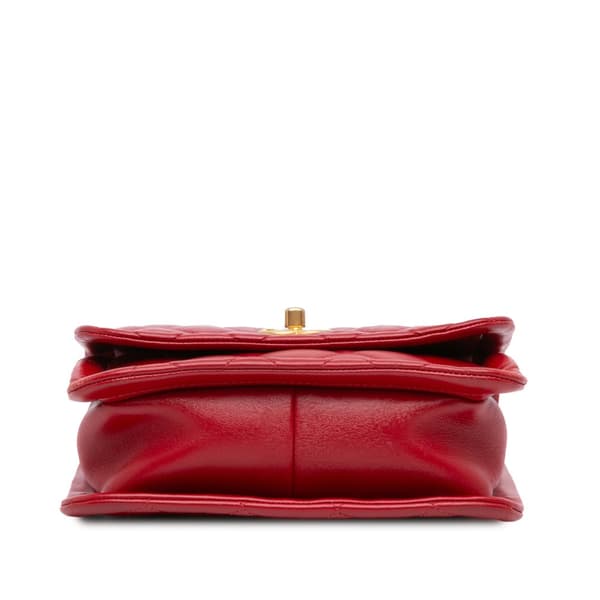 Pre-owned Chanel Mini Quilted Lambskin Soft Square Flap Red