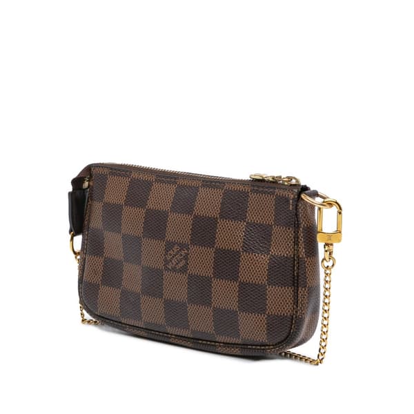 Pre-owned Louis Vuitton Damier Ebene Mini Pochette Accessoires Brown