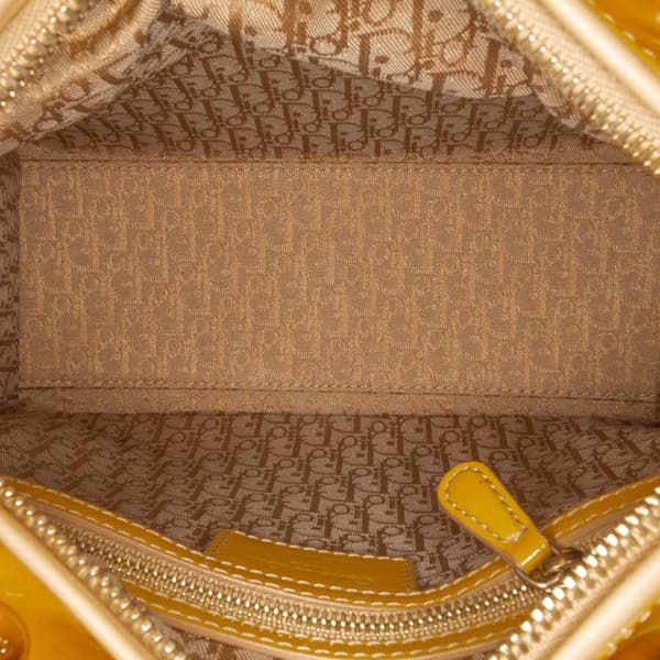 Pre-owned Dior Medium Patent Cannage Lady Dior Brown