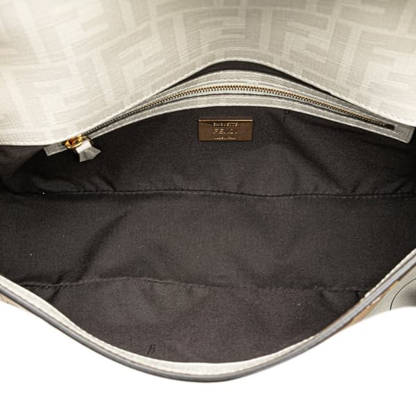 Pre-owned Fendi Zucca Graphic Print Coated Canvas Bikini Girls Baguette Satchel White