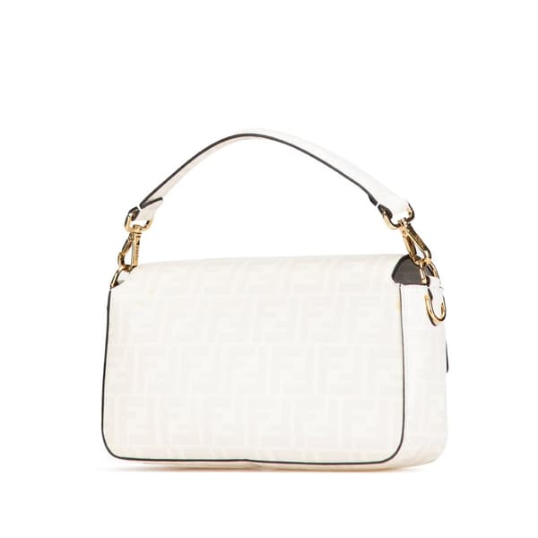 Pre-owned Fendi Zucca Graphic Print Coated Canvas Bikini Girls Baguette Satchel White