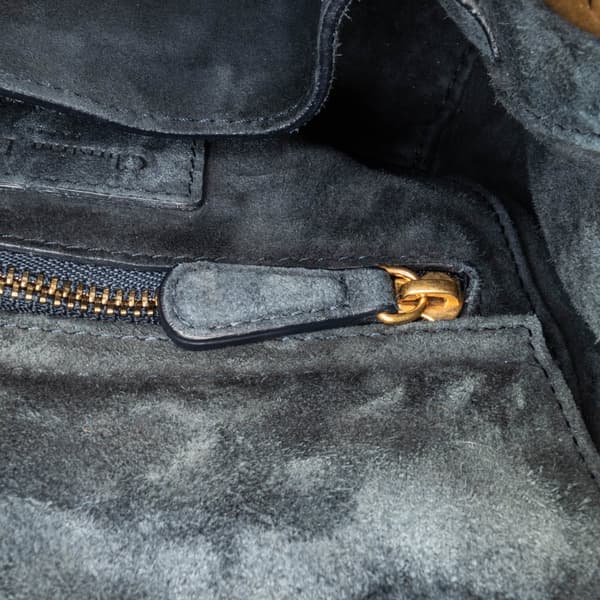 Pre-owned Dior Mini Denim Cannage Studded Supple Lady Dior Blue