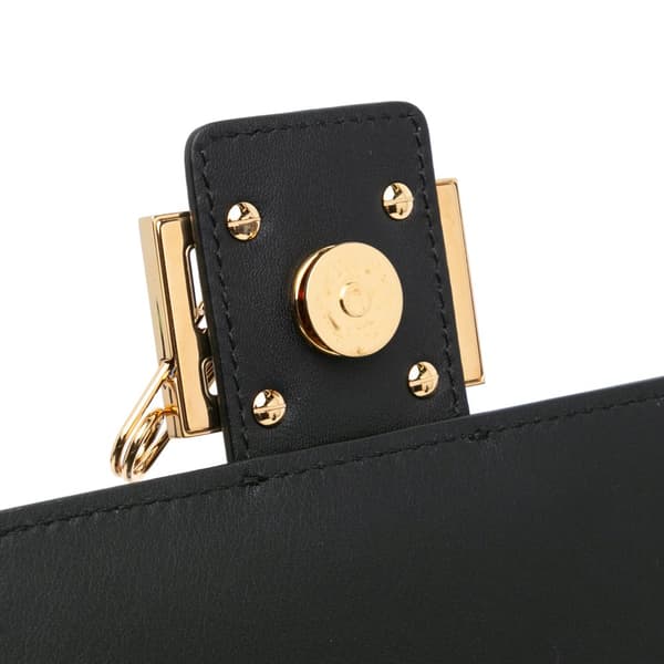 Pre-owned Fendi Versace Vitello Seta Fendace Brooch Baguette Satchel Black
