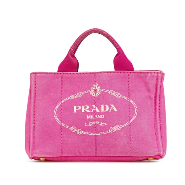Pre-owned Prada Small Canvas Canapa Logo Satchel Pink