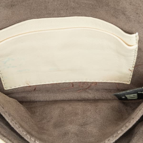 Pre-owned Fendi Mini Shearling Baguette White
