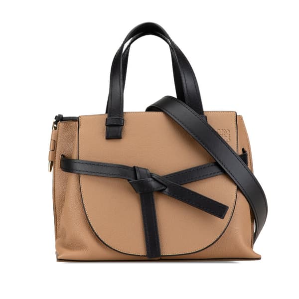 Pre-owned LOEWE Small Leather Gate Top Handle Satchel Brown