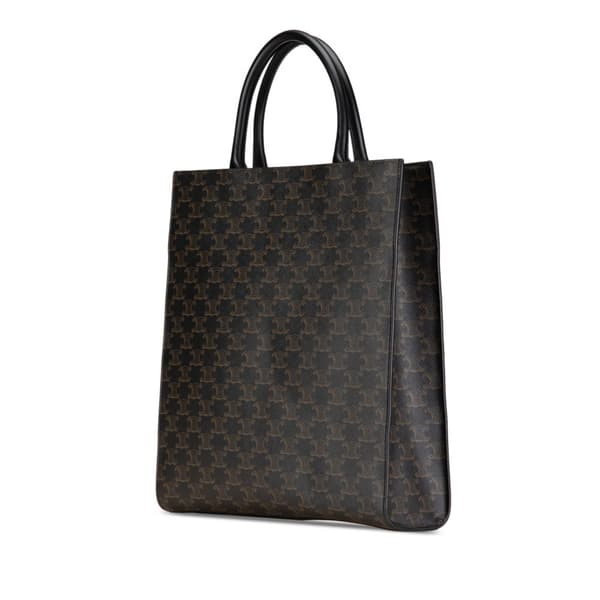 Pre-owned Celine Medium Triomphe Coated Canvas Vertical Cabas Satchel Black