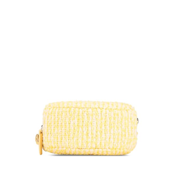 Pre-owned Chanel Tweed 19 Round Clutch with Chain Yellow
