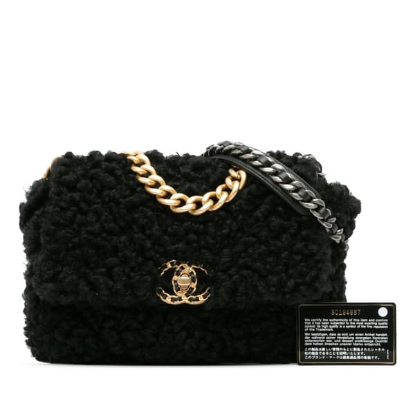 Pre-owned Chanel Medium Shearling 19 Flap Black